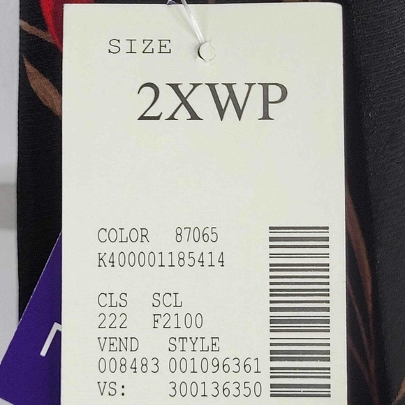 Catherines Tunic Top Womens Plus 2XWP Black Red LS Sleeve Floral Pullover New - Picture 4 of 14